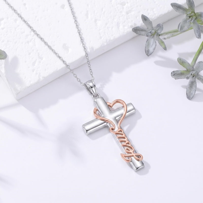 Sterling Silver Cross Pendant Necklace Christian Religious Jewelry Gifts for Anniversary