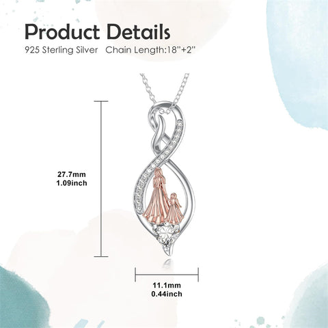 Sterling Silver Birthstone Infinity Heart Mother Daughter Pendant Necklace