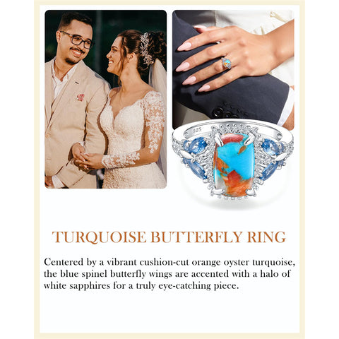 Sterling Silver Cushion Marquise Pear Round Oval Cut Turquoise Engagement Ring for Women