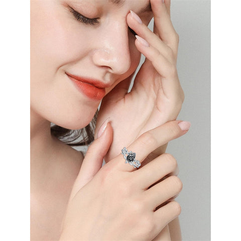 Sterling Silver Pear Oval Kite Heart Hexagon Emerald Coffin Cut Gemstone Engagement Promise Ring Set