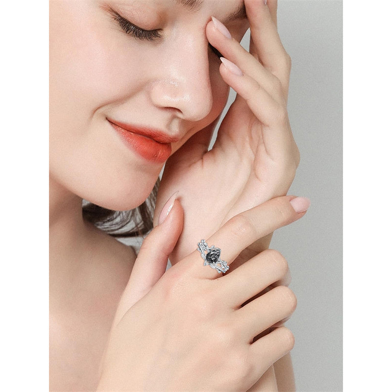 Sterling Silver Pear Oval Kite Heart Hexagon Emerald Coffin Cut Gemstone Engagement Promise Ring Set