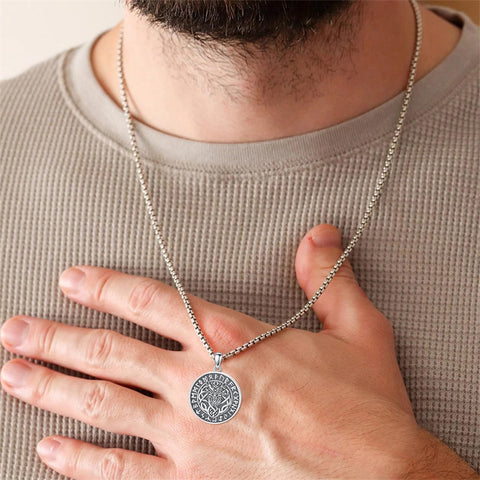 Sterling Silver Viking Raven Bear Odin Wolf Pendant Necklace for Men