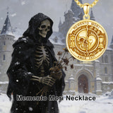 Sterling Silver Memento Mori Gothic Skull Amulet Pendant Necklace for Men
