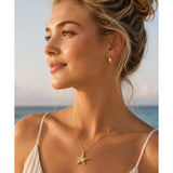 14K Gold Plated Moonstone Octopus Sea Turtle Conch Shell Starfish Seashell Ocean Necklace for Women