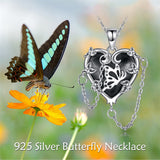 Witches Heart Pendant Necklace 925 Sterling Silver Gothic Jewelry Goth Halloween Gifts for Women