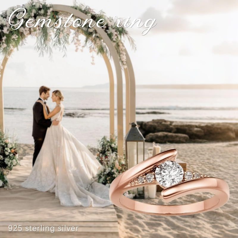 Sterling Silver 10K 14K 18K Gold Personalized Engraved 1-3 Carat Round Moissanite   Anniversary  Engagement Ring