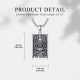 Sterling Silver Tarot Card Pendant  Necklace for Men Gothic Amulet Jewelry