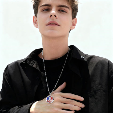 Sterling Silver American Flag Baseball  Basketball Boxing Football Golf Sports Pendant Necklace