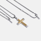 14K Gold Plated Cross Necklace for Men with Adjustable Chain Jewelry Gift for Him