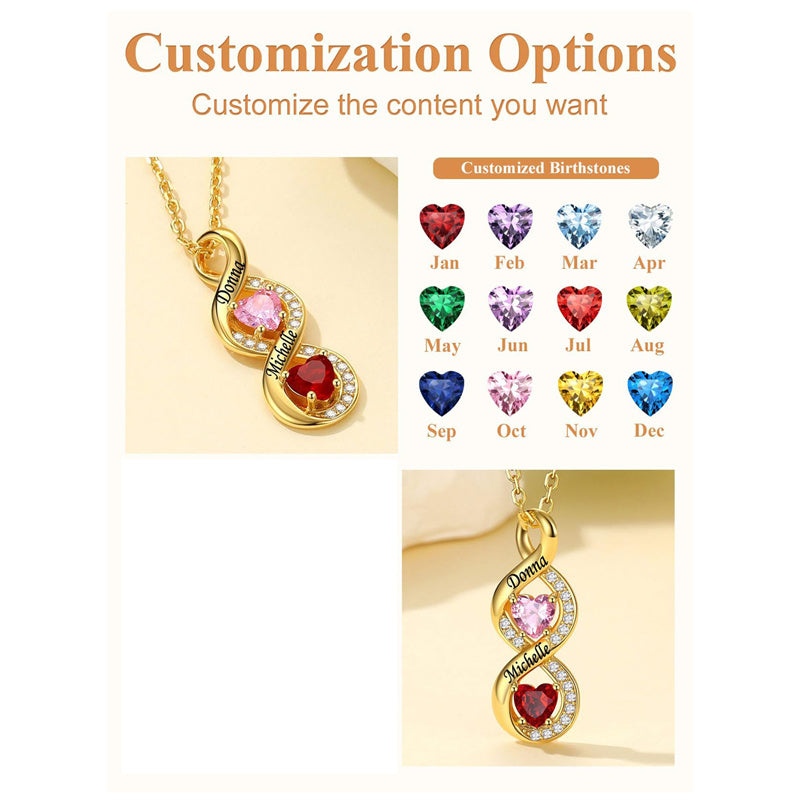 Sterling Silver Personalized  Birthstone Infinity Necklace for Women