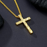 Bible Verse 14K Gold Plated American Flag Cross Necklace for Men