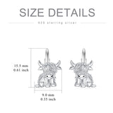 Highland Cow Dangle Earrings 925 Sterling Sliver Cow Drop Earrings Christmas gift for Women Girls