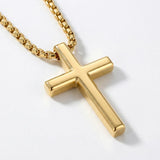 14K Gold  Plated Cross Pendant Necklace for Men Minimalist Religion Jewelry
