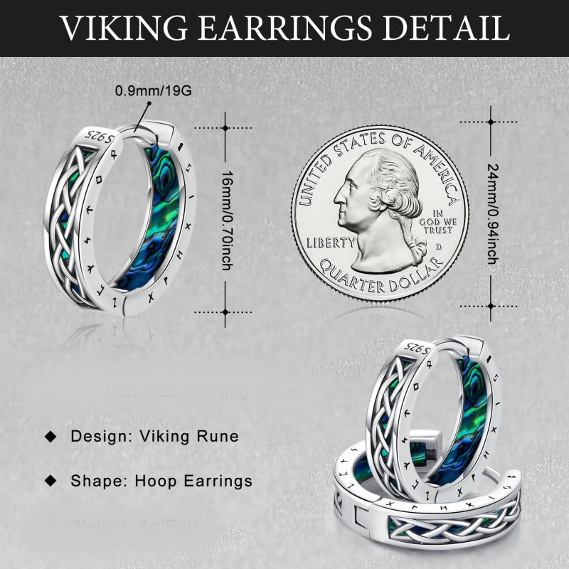 14K Gold Plated  Viking Hoop Earrings