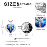 Sterling Silver Crystal Guardian Angel Caduceus Pendant Necklace