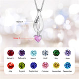 Sterling Silver Personalized  Birthstone Engraved Pendant Necklace for Women