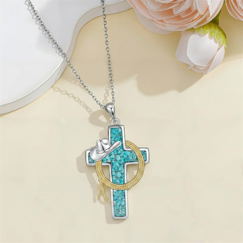 Sterling Silver Cross Pendant Necklace for Women Southwestern Cross Jewelry Gifts