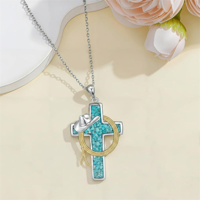 Sterling Silver Cross Pendant Necklace for Women Southwestern Cross Jewelry Gifts
