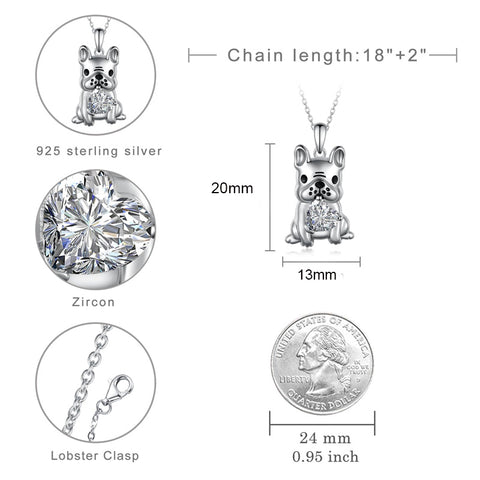 Sterling Silver French Bulldog Pendant Necklace