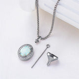 925  Silver Opal Urn Necklace for Ashes Cremation Jewelry Cremation Keepsake Memorial Pendant  Gifts for Women Men