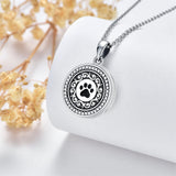 Sterling Silver Cubic Zirconia Personalized Photo Dog Paw Pendant Necklace