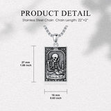 Sterling Silver Tarot Card Pendant  Necklace for Men Gothic Amulet Jewelry
