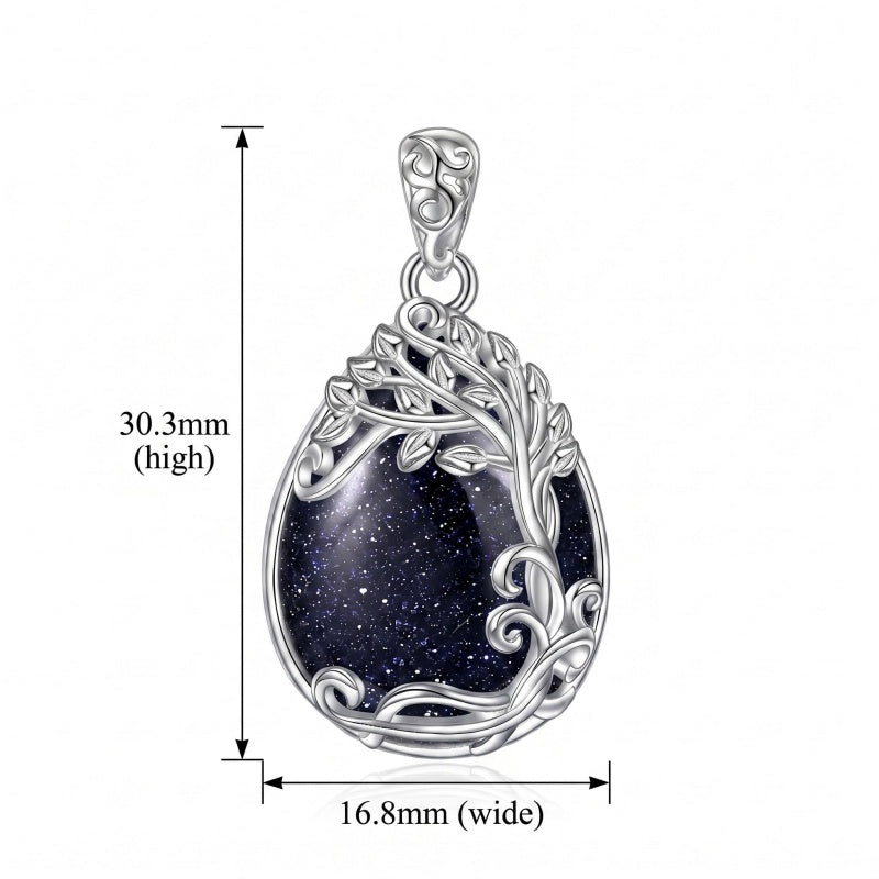 14K Gold Plated Teardrop Tree of Life Necklace for Women