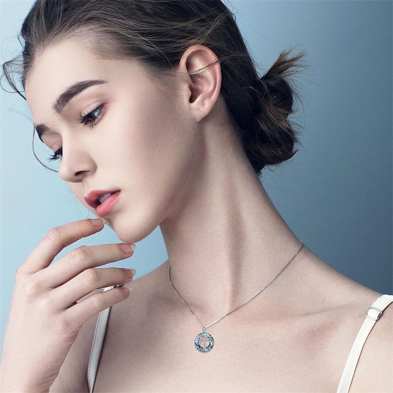 Sterling Silver Crystal Tree of Life Family Pendant Necklace for 1 to 5 Children