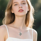 Sterling Silver Moss Agate Celtic Knot Rose Claddagh Filigree Pendant Necklace
