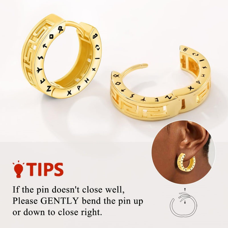 14K Gold Plated  Viking Hoop Earrings
