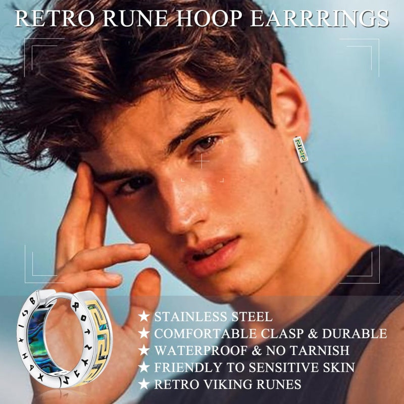 14K Gold Plated  Viking Hoop Earrings