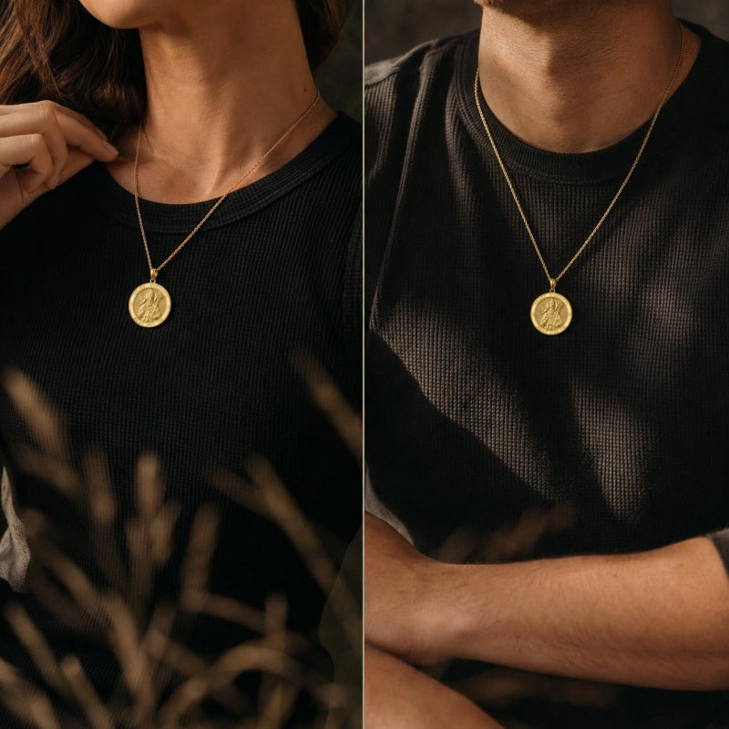 Patron Saint Medal Gold Plated Catholic Pendant Christian Religious Necklace Amulet Jewelry