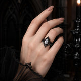Sterling Silver 10K 14K 18K Gold Moissanite Gothic Black  Engagement Wedding Ring  for Women