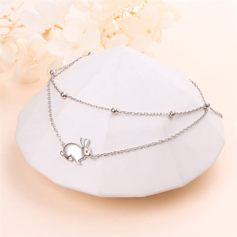 Sterling Silver Rabbit Multi-layered  Anklet