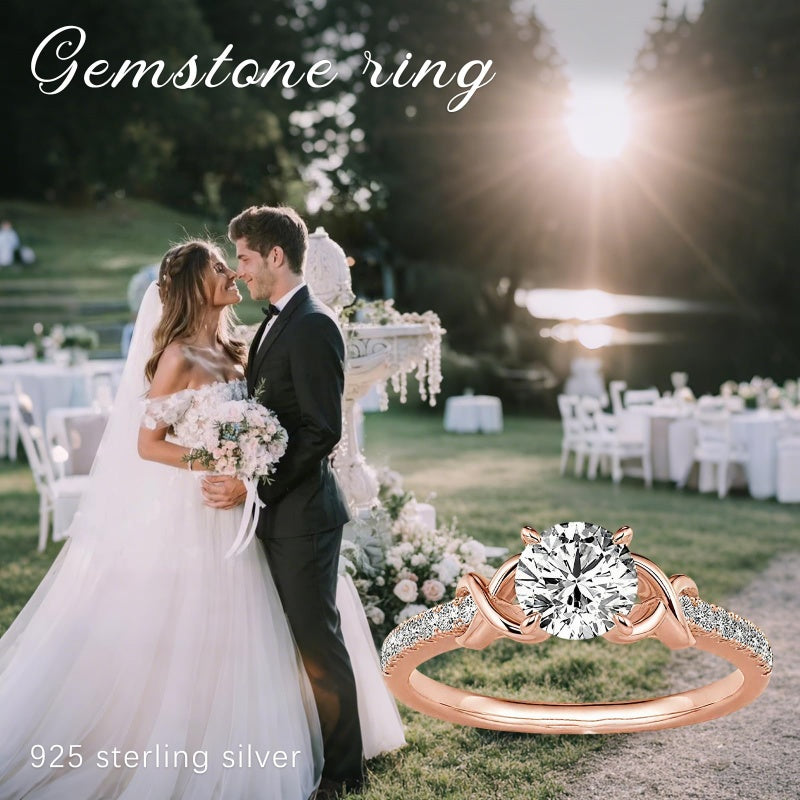 Sterling Silver 10K 14K 18K Gold Personalized Engraved 1-3 Carat Round Moissanite   Anniversary  Engagement Ring