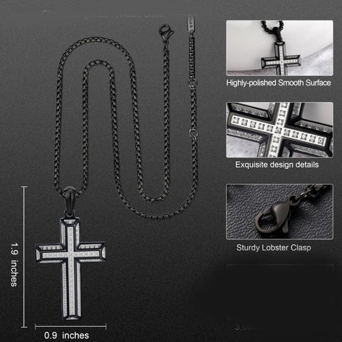 14K Gold Plated Cubic Zirconia Cross Necklace