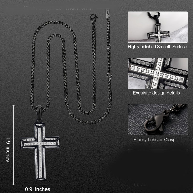 14K Gold Plated Cubic Zirconia Cross Necklace