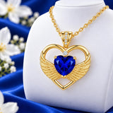 14K Gold Plated 12-Month Birthstone Infinity Angel Wings Pendant Necklace for Women