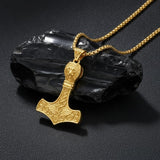 14K Gold Plated Celtic Knot Viking Thor Hammer Pendant Necklace