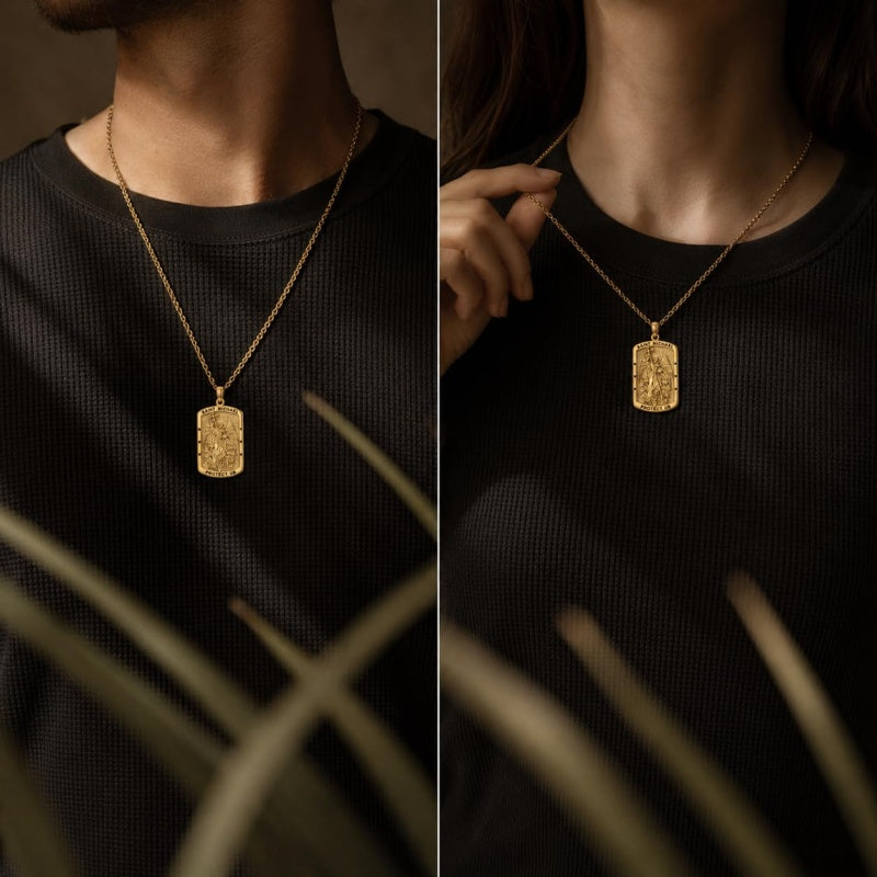 Patron Saint Medal Gold Plated Catholic Pendant Christian Religious Necklace Amulet Jewelry