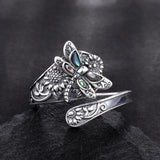 S925 Sterling Silver Turquoise Dragonfly/Butterfly/Highland Cow Spoon Ring Oxidized Wrap Ring  Gifts for Women Girls