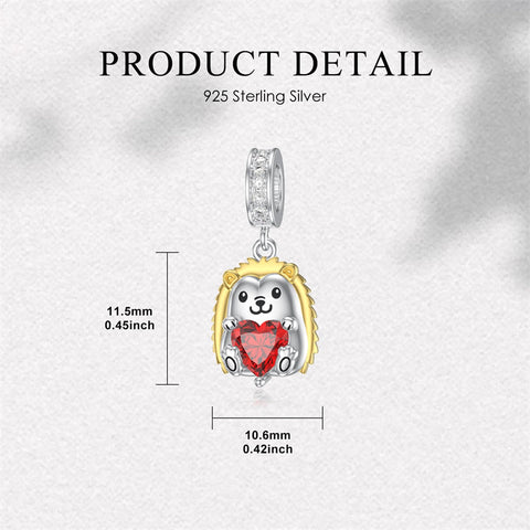 925 Sterling Silver Cubic Zircon Hedgehog Charm Beads