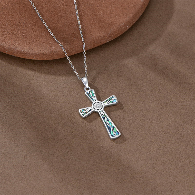 Sterling Silver Abalone Shell Dragonfly Plumeria Rose Sunflower Pendant Necklace