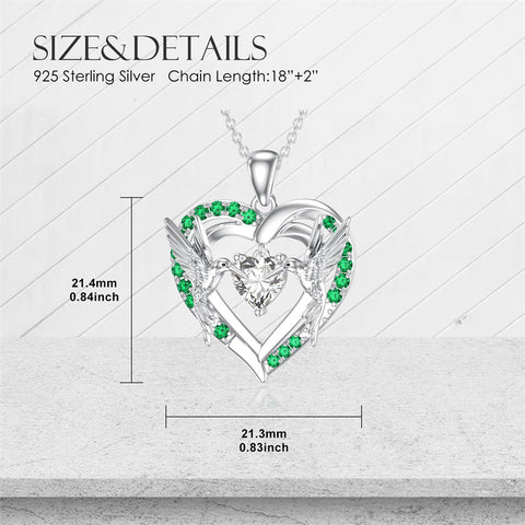 Sterling Silver Heart Dragonfly Hummingbird Pendant Necklace Jewelry Gifts for Christmas Anniversary