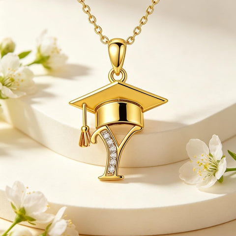 Initial  Graduation 14K Gold Plated Inspiring Grad Pendant Necklace Graduations Jewelry Gifts