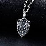 Sterling Silver Saint Michael Saint Christopher Amulet Pendant Necklace for Men