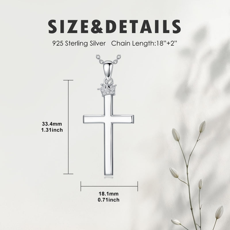 Sterling Silver Cross Pendant Necklace Christian Religious Jewelry Gifts for Anniversary