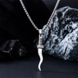 Sterling Silver Italian Horn Protection Pendant Necklace