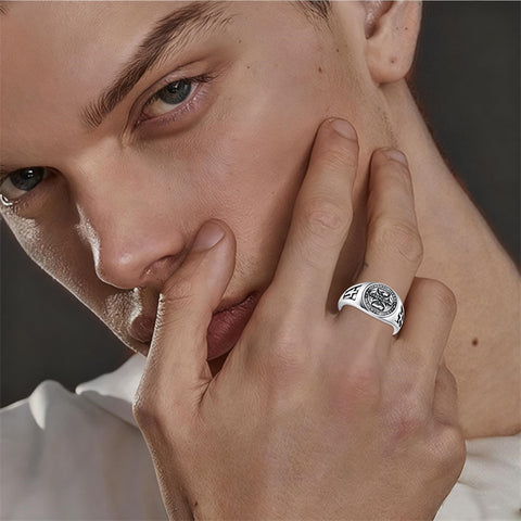 Sterling Silver Gothic Skull  Momento Mori Memento Mori Signet Ring