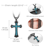 14K Gold Plated Turquoise Malachite Abalone Shell Cross Pendant Necklace for Men
